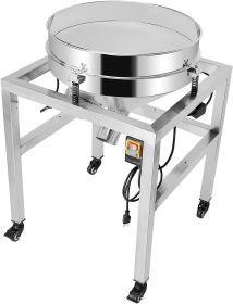 Stainless Steel Automatic Vibrating Sifter Machine, 19.6" Diameter with 40 & 100 Mesh Screens, Food-Grade Electric Sieve Shaker for Flour Powder