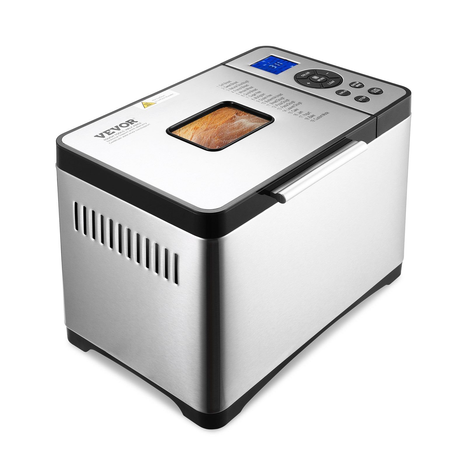 VEVOR Bread Maker, 19-in-1 2LB Dough Machine, Nonstick Ceramic Pan ...
