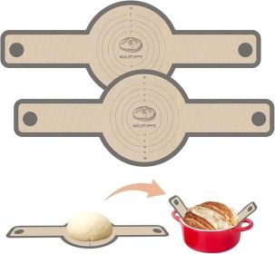 Silicone Bread Sling for Dutch Oven, 2 PCS Non-Stick & Easy Clean Reusable Silicone Bread Baking Mats with Long Handles (Color: Gray)